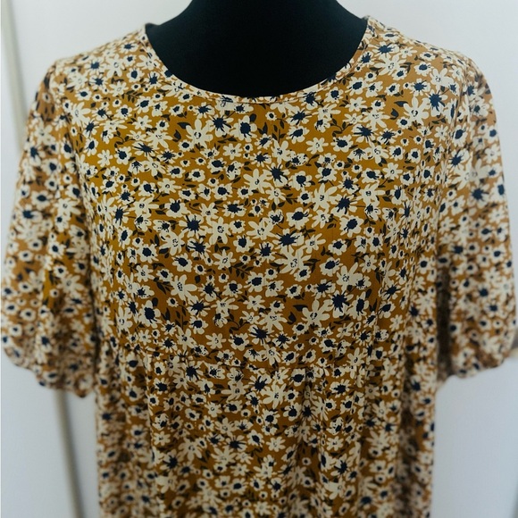 SHEIN Curve Yellow/Blue Floral Ruffle Midi Dress - Size 0XL - Picture 5 of 7